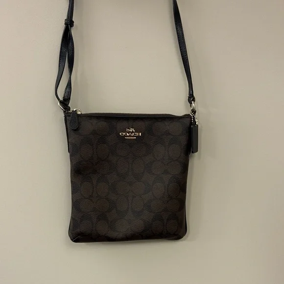 Coach Signature Black and Brown Crossbody Bag - Picture 1 of 5